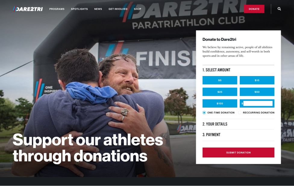 Dare2tri donation form example