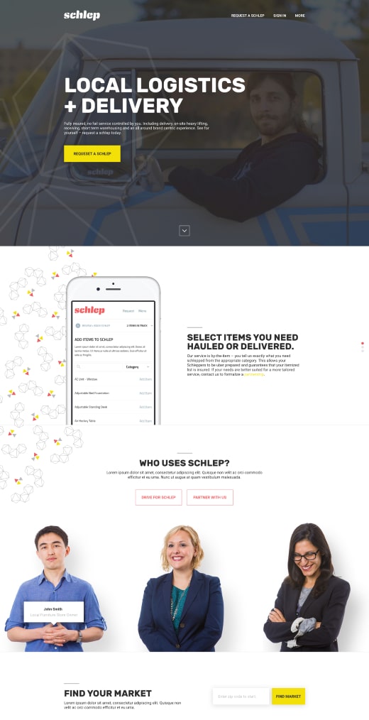 Schlep landing page