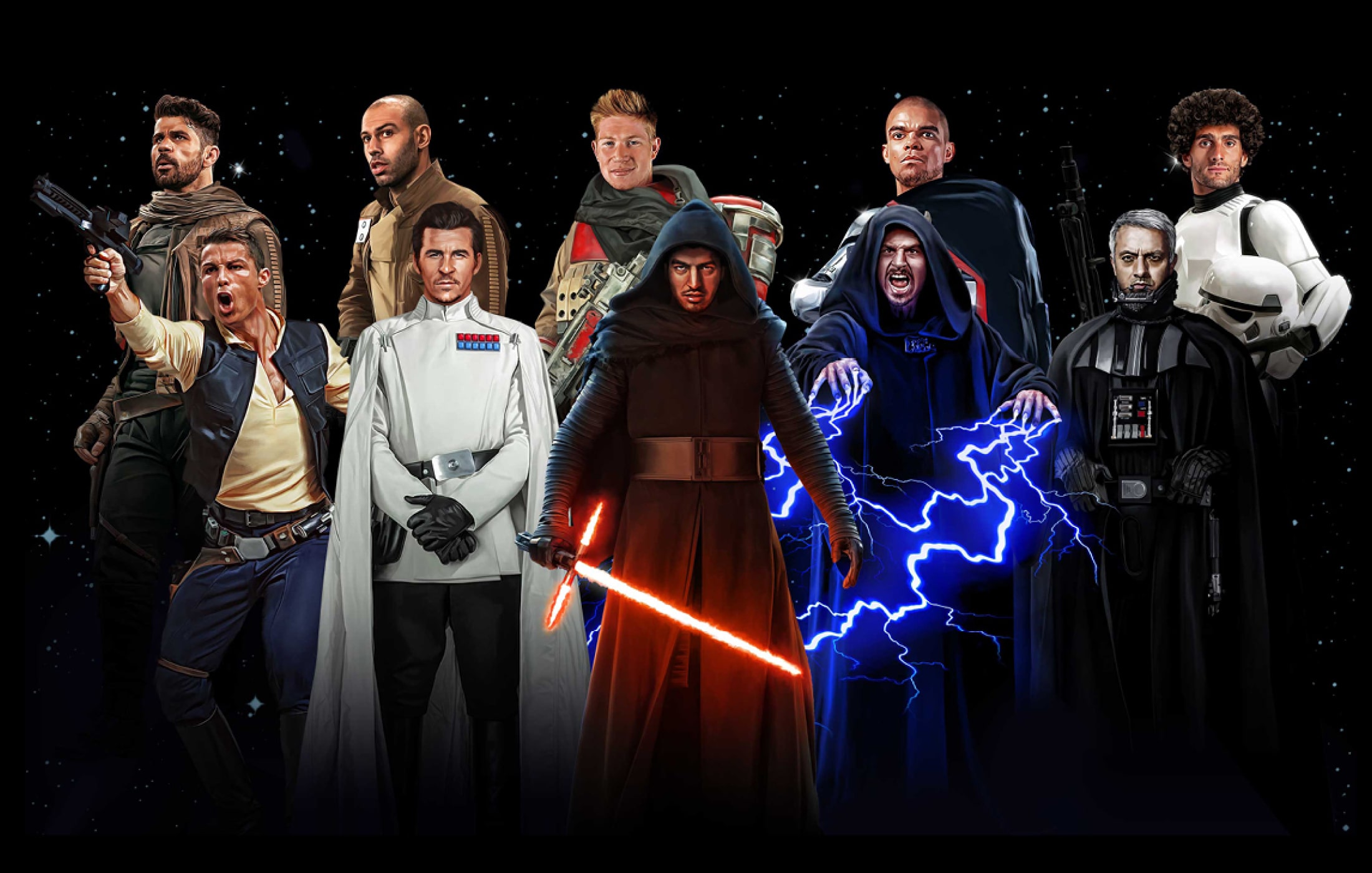 Football players as Star Wars characters